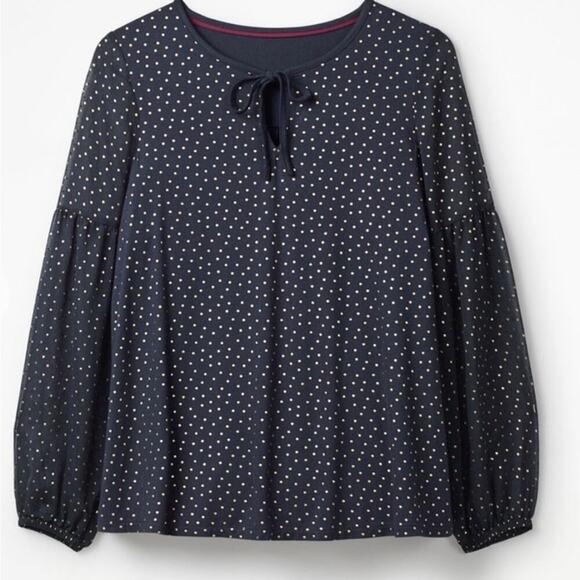 Boden Hazel Foil Spot Top Sz 4 Black - Picture 9 of 11